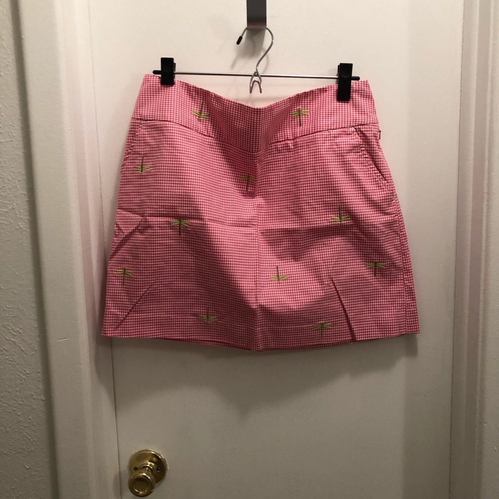J.Crew Pink checkered mini skirt w/ Dragonfly’s